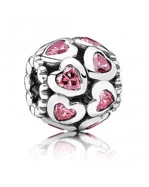 PANDORA Openwork Pink Hearts Love Charm JSP1030 