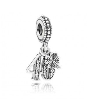 PANDORA 40Th Dropper Celebration Charm JSP1006 In Sterling Silver