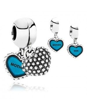 PANDORA Mother And Son Heart Blue Family Charm JSP1042 In Enamel