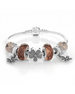 PANDORA Silver Poetic Blooms Floral Complete Bracelet JSP0342 With Pave CZ 