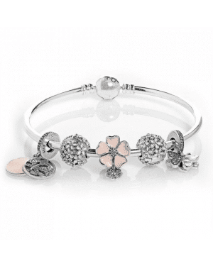 PANDORA Fluttering Butterflies Floral Complete Bracelet JSP0279 With Cubic Zirconia 