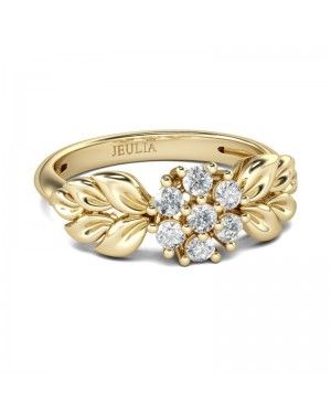 Leaf And Flower Designed Round Cut Promise Ring - Joanfeel Jewelry