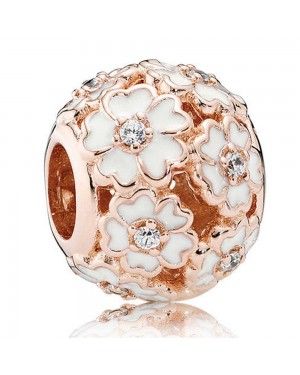 PANDORA Gold White Primrose Meadow Floral Charm JSP1091 In Rose