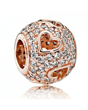 PANDORA Tumbling Hearts Love Charm JSP1093 In Rose Gold