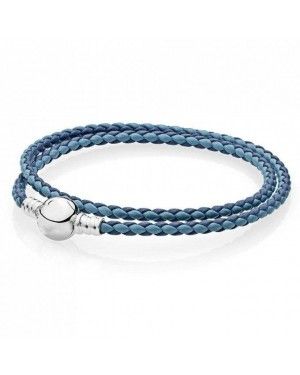 PANDORA Blue Mix Double Woven Bracelet JSP1127 In Leather