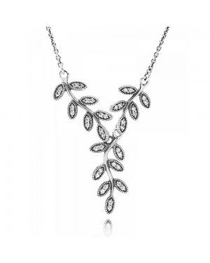 PANDORA Leaves Nature Necklace JSP1178 With Pave CZ 