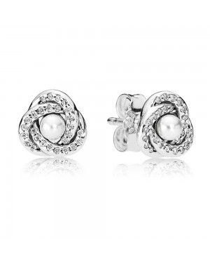 PANDORA Luminous Knot Stud Earrings JSP1225 In 925 Silver