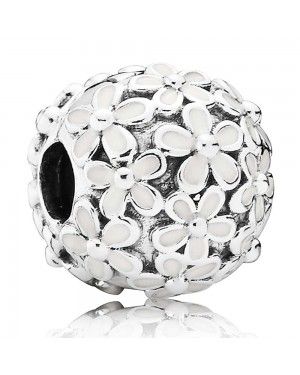 PANDORA White Daisies Floral Clip JSP0919 In Enamel