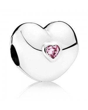 PANDORA Pink Shiny Heart Love Clip JSP0711 With CZ 