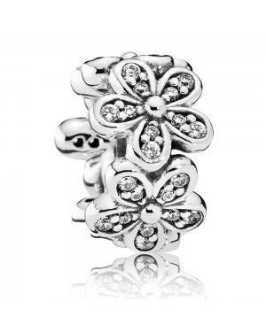 PANDORA Dazzling Daisies Floral Spacer JSP0673 With CZ In Sterling Silver