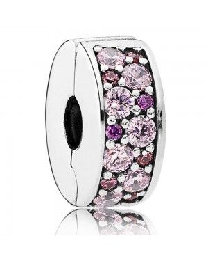 PANDORA Purple Mosaic Shining Elegance Clip JSP0801 With Cubic Zirconia 