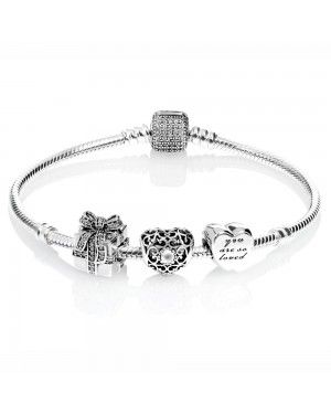 PANDORA Silver April Birthstone Complete Bracelet JSP0355 