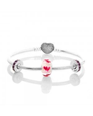 PANDORA Wild Hearts Love Complete Bracelet JSP0390 With Cubic Zirconia In Silver