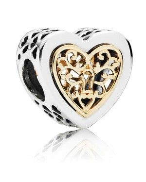 PANDORA Locked Hearts Openwork Love Charm JSP1520 In Gold