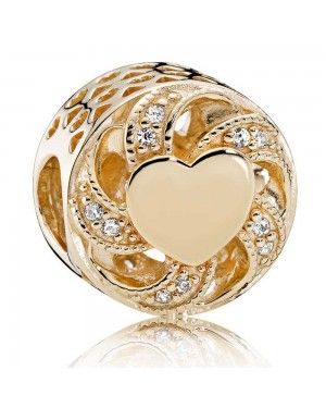 PANDORA Ribbon Heart Love Charm JSP1104 In Gold