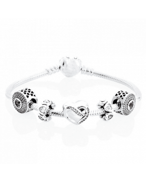 PANDORA Ribbon Of Love Complete Bracelet JSP0389 With Cubic Zirconia In Silver