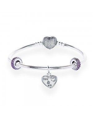 PANDORA Tender Love Complete Bracelet JSP0384 With Cubic Zirconia In Silver
