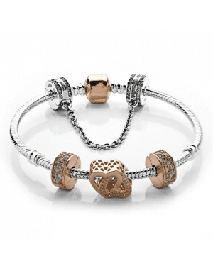 PANDORA Entwined Love Complete Bracelet JSP0004 With CZ In Rose Gold