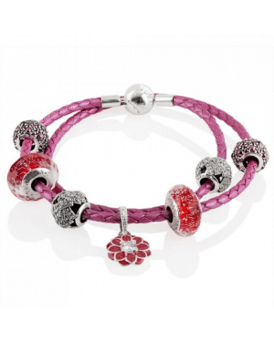 PANDORA Oriental Blossom Floral Complete Bracelet JSP0231 With Clear CZ 