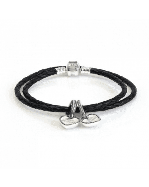 PANDORA Silver Best Friends Double Friendship Complete Bracelet JSP0215 In Leather