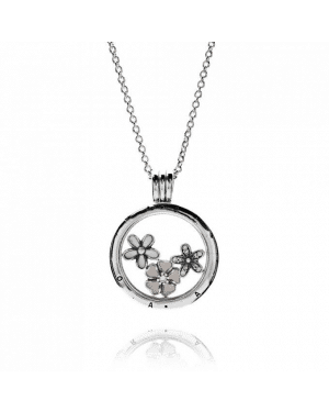 PANDORA Poetic Blooms Petite Memories Floral Locket JSP0023 With CZ 