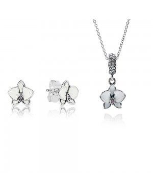 PANDORA White Orchid Floral Jewellery Set JSP0103 