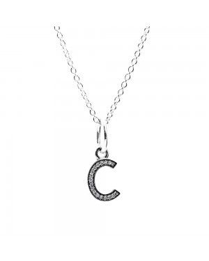 PANDORA Alphabet C Alphabet Necklace JSP0128 In Silver