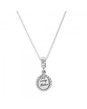 PANDORA Loving Mother Family Necklace JSP0224 With Clear CZ In Silver