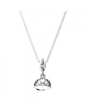 PANDORA Silver Heart Tiara Dropper Necklet Fairytale Pendant JSP0138 