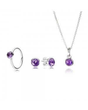 PANDORA February Droplets Birthstone Jewellery Set JSP0036 