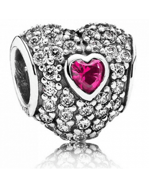 PANDORA Red Heart Love Charm JSP1039 With Cubic Zirconia In Silver