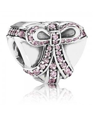 PANDORA Pink Present Heart Bows Charm JSP0934 