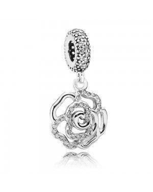 PANDORA Shimmering Rose Openwork Dropper Floral Charm JSP0903 In Rose Gold