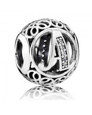 PANDORA Vintage A Swirl Alphabet Charm JSP0776 With CZ 