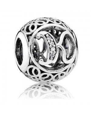 PANDORA Vintage K Swirl Alphabet Charm JSP0767 With CZ 