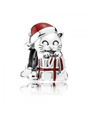 PANDORA Christmas Kitten Charm JSP0694 With Pave CZ 