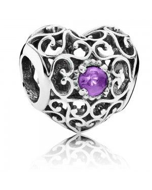 PANDORA February Birthstone Signature Heart Birthstone Charm JSP0816 