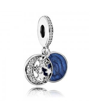 PANDORA Vintage Sky Dropper Moon and Stars Charm JSP0704 With CZ 