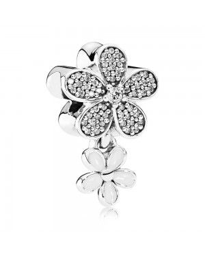 PANDORA Dazzling Daisy Duo Dropper Floral Charm JSP0622 In Silver