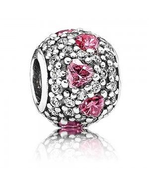 PANDORA And Pink Hearts Love Charm JSP1032 With Pave CZ In Silver