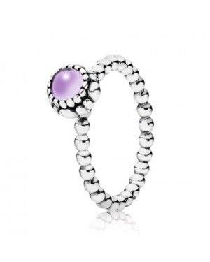 PANDORA Beaded February Amethyst Birthstone Ring JSP1444 In Silver