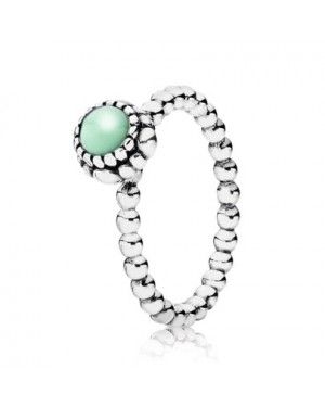 PANDORA Beaded Chrysoprase May Birthstone Birthstone Ring JSP1440 In Silver