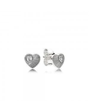 Pandora Vintage Heart Fans Stud Earrings 297298CZ