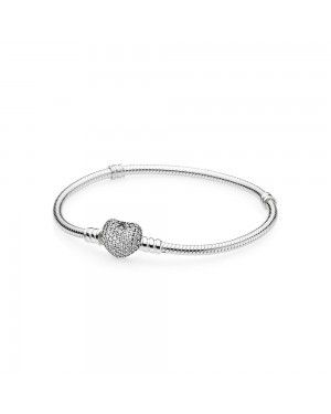 Pandora Moments Silver Bracelet With Pave Heart Clasp 590727CZ