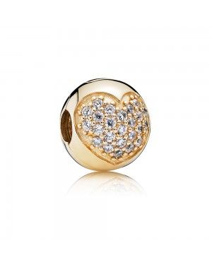 Pandora Gold Pave Heart Clip 750832CZ