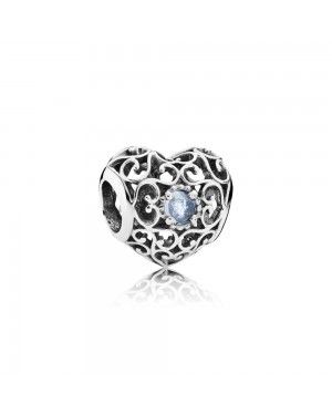 Pandora March Signature Heart Birthstone Charm 791784NAB