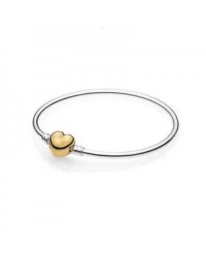 Pandora Moments Silver Bangle, Logo Heart 567163