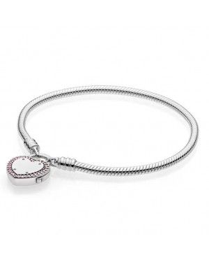 Pandora Moments Silver Lock Your Promise Heart Clasp Bracelet 596586FPC