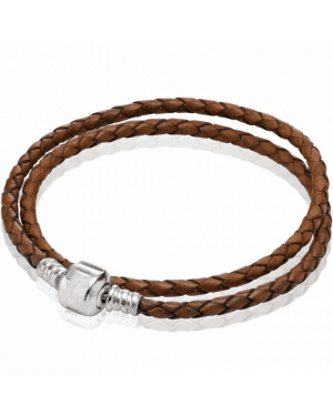 PANDORA Brown Double Braided Bracelet JSP1140 In Leather