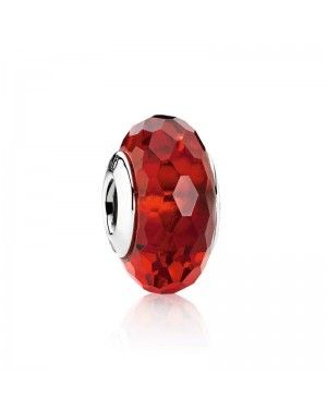 PANDORA Red Faceted Charm JSP1596 In Murano Glass